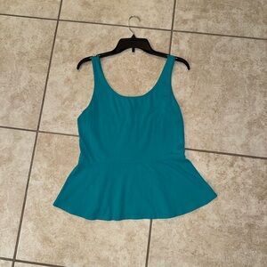 Express Vintage OG Aqua Turquoise Blue Color Block Peplum Tank Top
